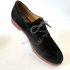 Tommy Hilfiger Women's Honeybee Shoes, Black Suede Leather Lace Up, Size 9, EC